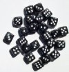 25 8mm Black and Silver Glass Dice Beads